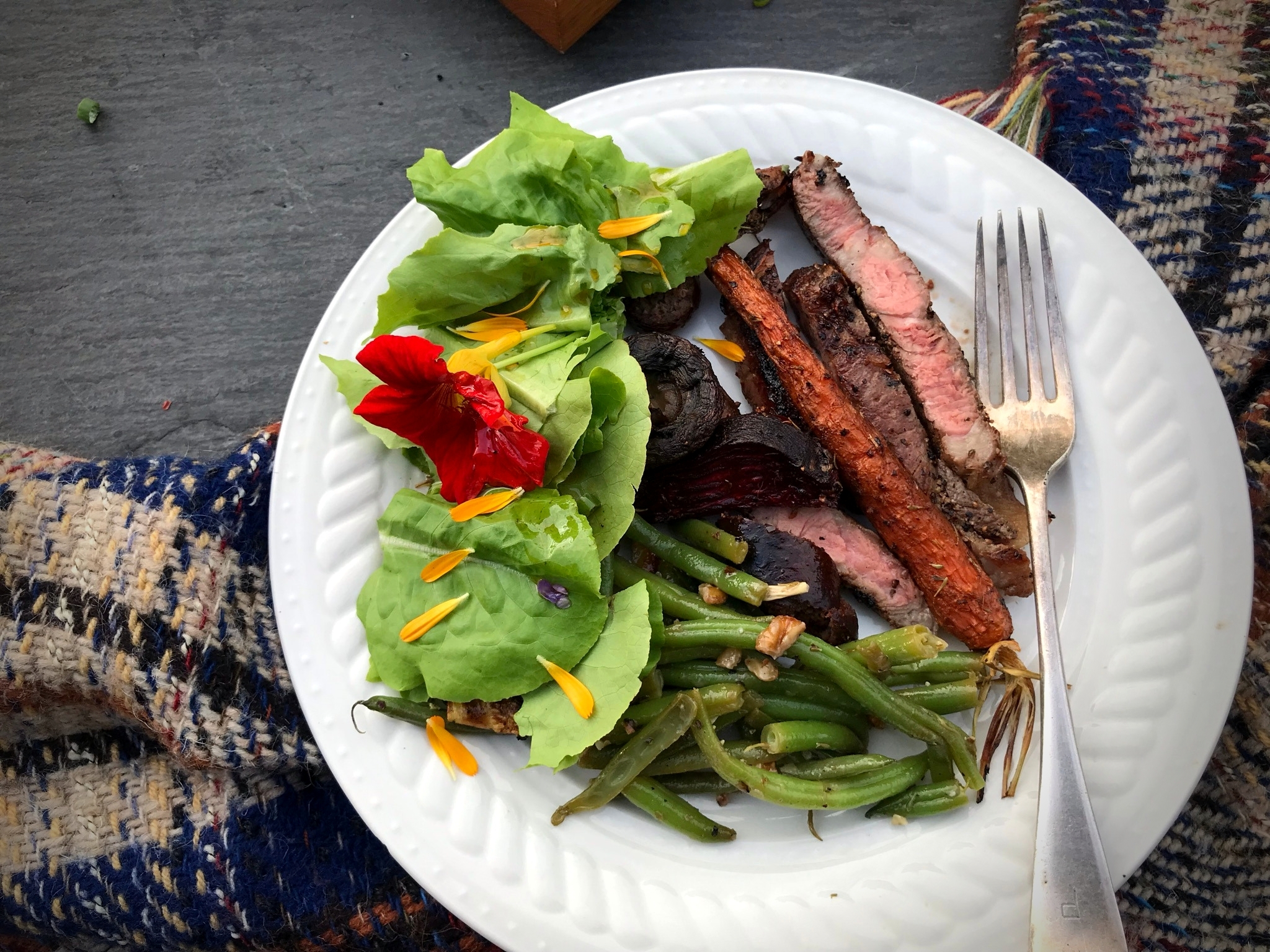 Grilled steak dinner